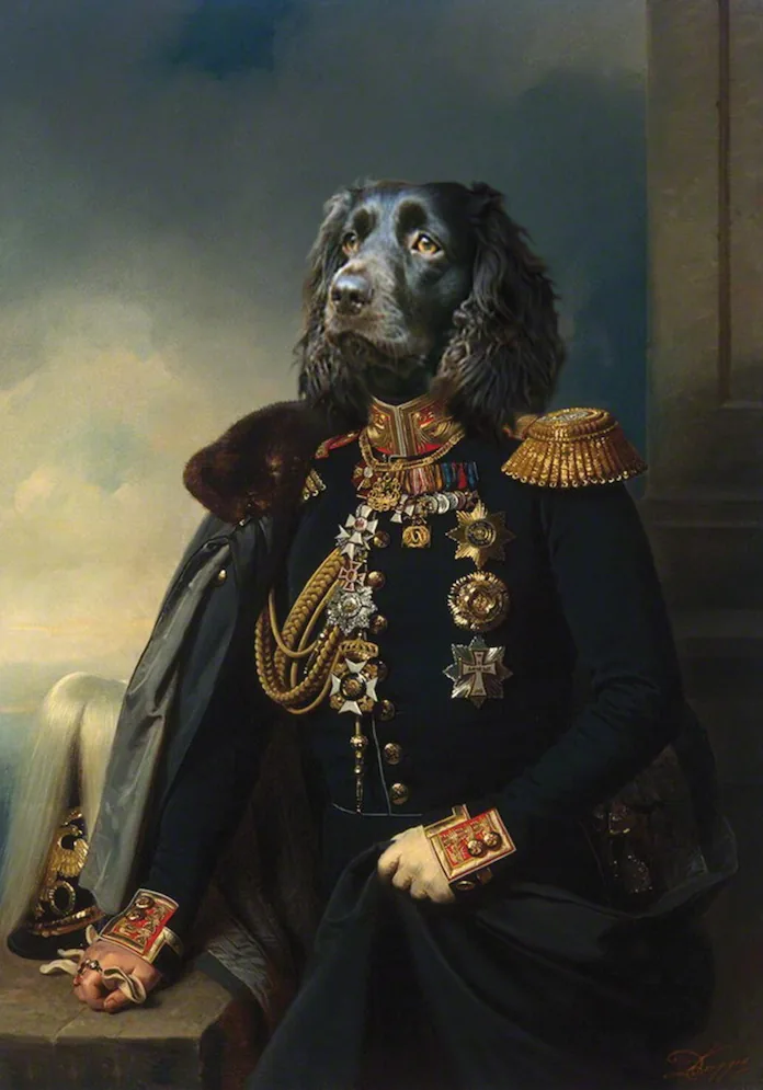 Le teckel en officier, œuvre originale de Daniel Trammer