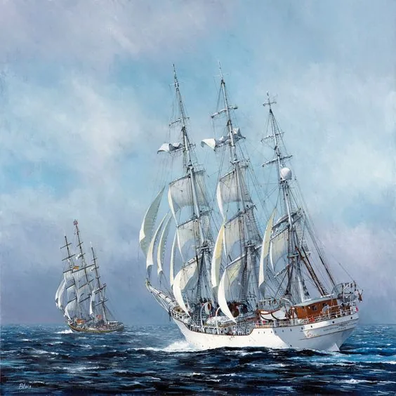 Marine sous le ciel bleu, 60 × 70 cm, Daniel Trammer