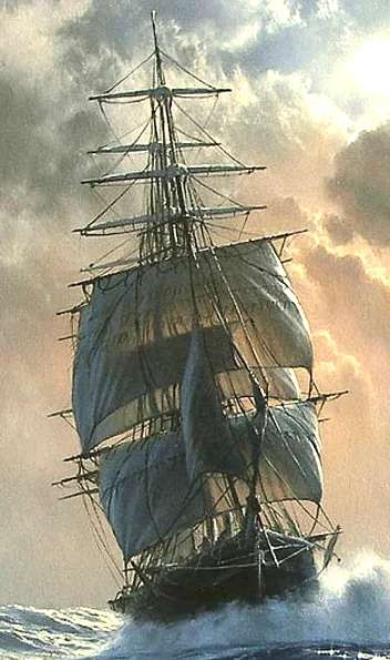 Le trois-mâts, 60 × 90 cm, œuvre de Daniel Trammer